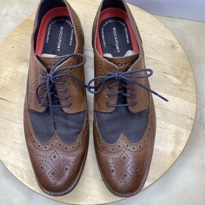 Rockport Wingtip Brogue TruTech Leather Mens 10.5 Brown H80044 Dress Shoes